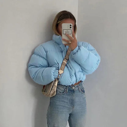 Women's Puffer Jacket Waist-Length Warm