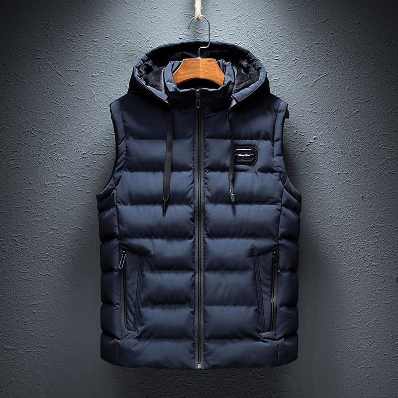 Men's Quilted Vest Hooded Warm