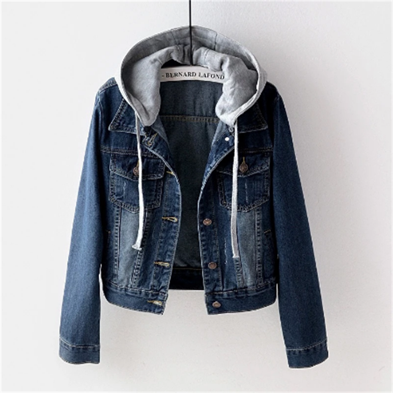 Women's Denim Jacket Autumn Chic Detachable Hoodie