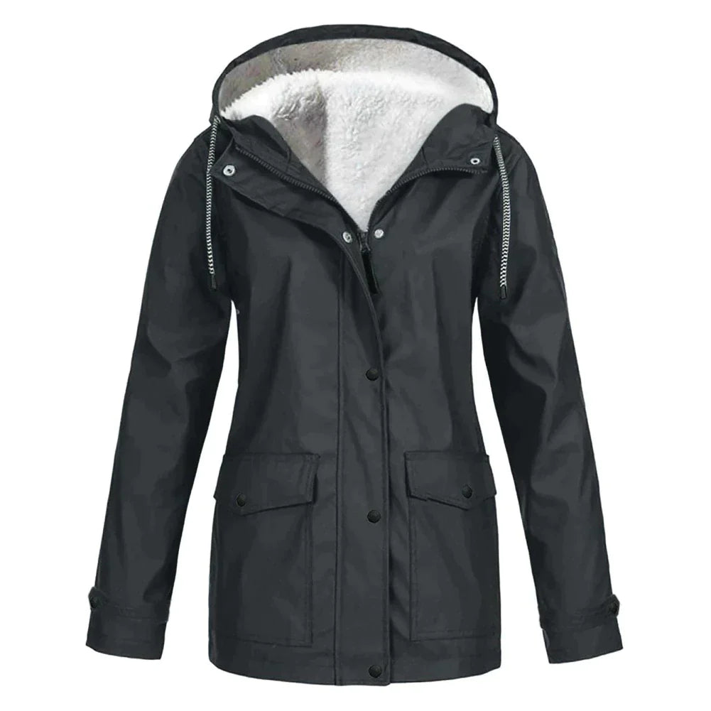 Wasserdichte Regenjacke Teddyfleece Futter - IdealeKleiden