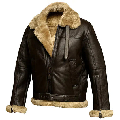 Men's Leather Bomber Jacket Elegant Look