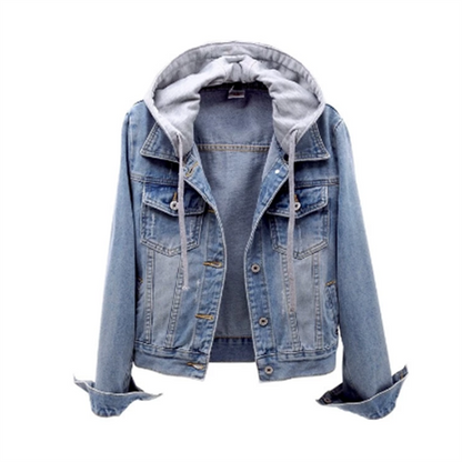 Women's Denim Jacket Autumn Chic Detachable Hoodie