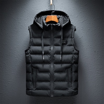 Men's Quilted Vest Hooded Warm