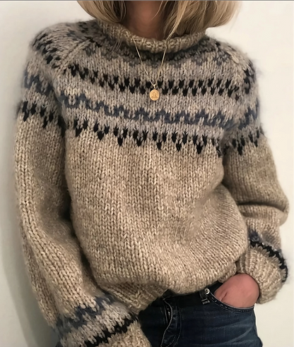 Women's Soft Norwegian Style Roll-Neck Sweater