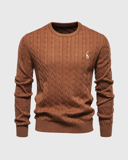Stylish Clothing | Cable Knit Regular Fit Ribbed Cuffs Logo Detail