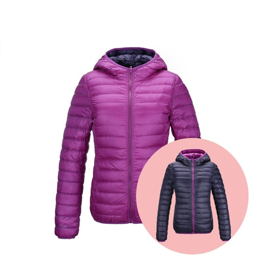 Modische Damen Daunenjacke Reversibel - IdealeKleiden