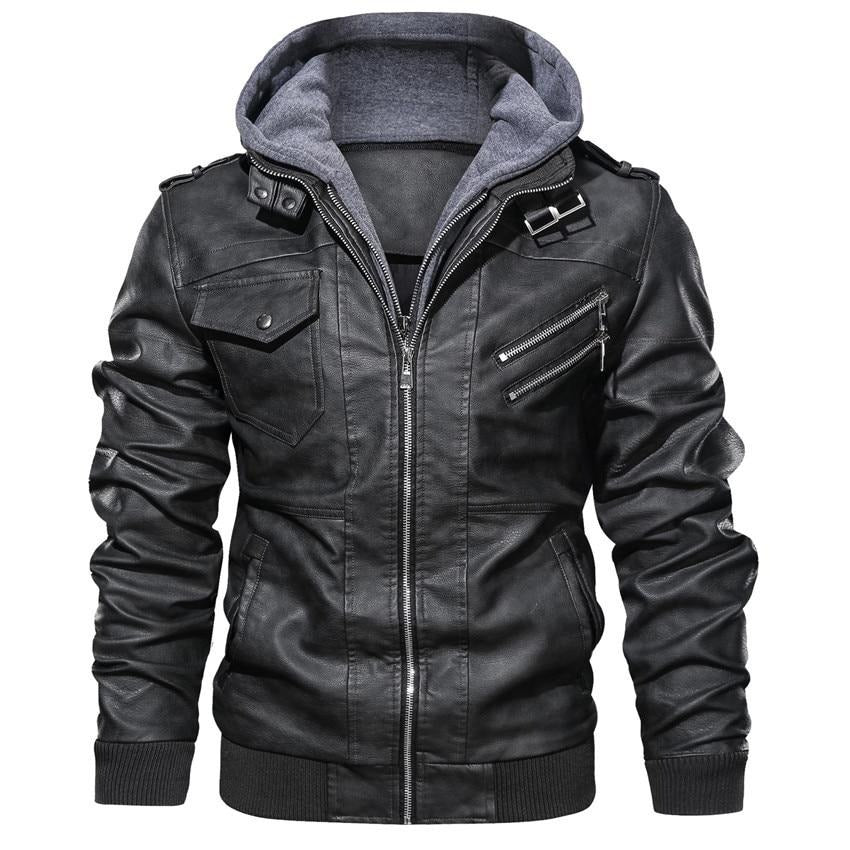 Men's Motorcycle Jacket Faux Leather Black Style