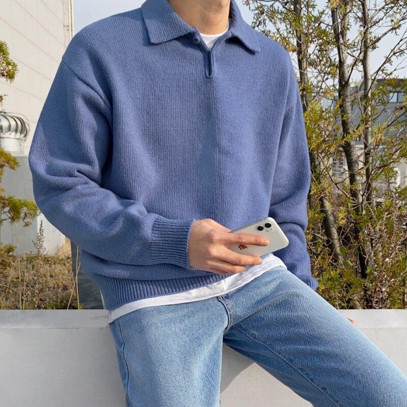 Men's Polo Shirt Buttons Modern Slim Fit