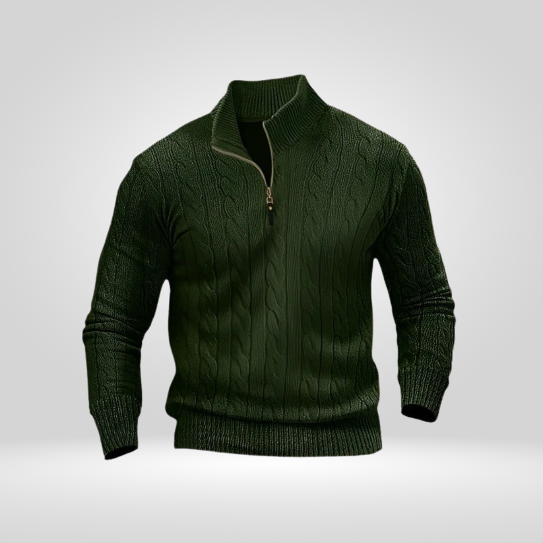 Men's Cable Knit Quarter-Zip Sweater