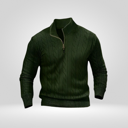 Men's Cable Knit Quarter-Zip Sweater