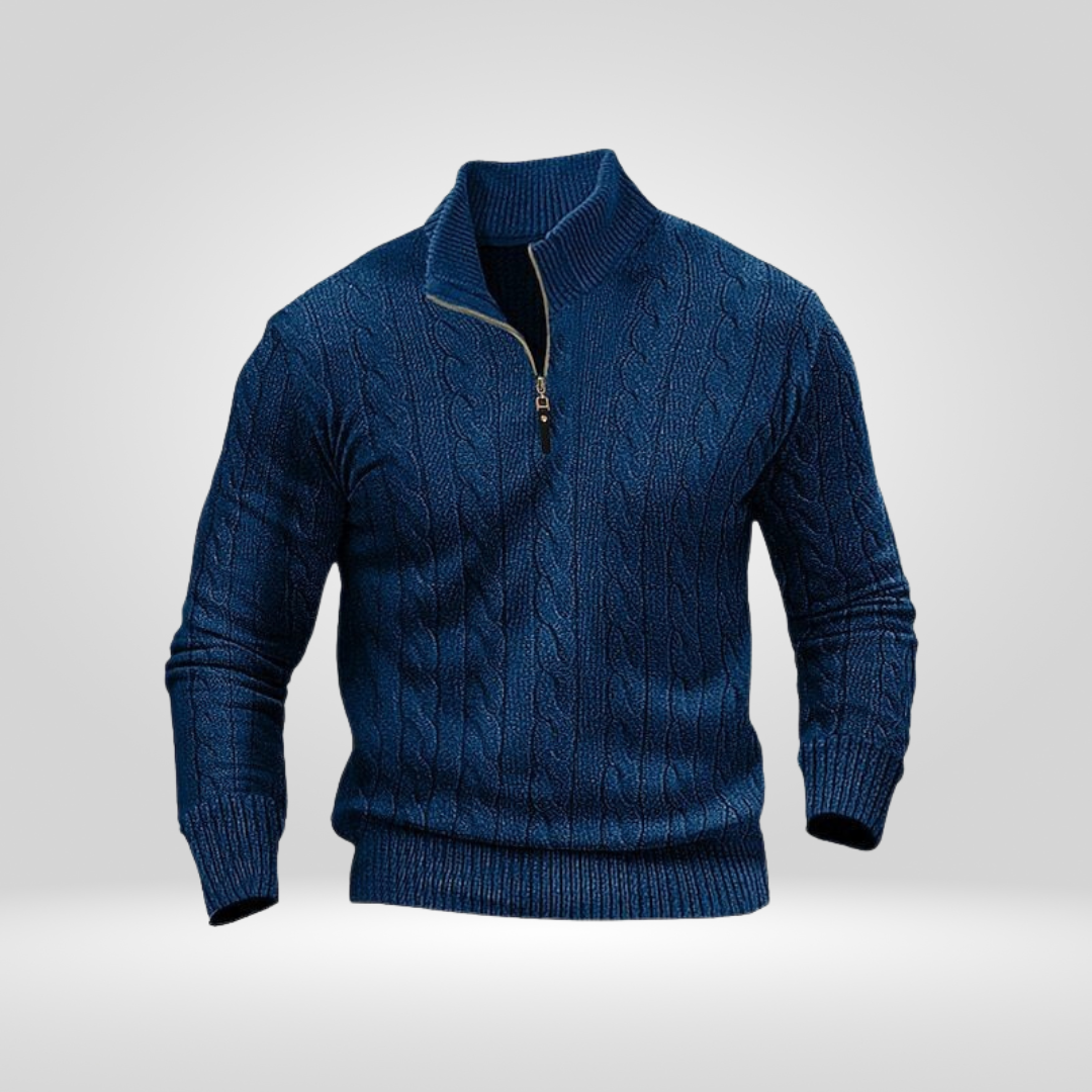 Men's Cable Knit Quarter-Zip Sweater