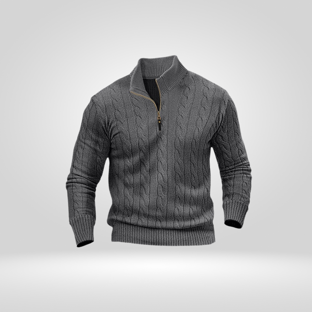 Men's Cable Knit Quarter-Zip Sweater