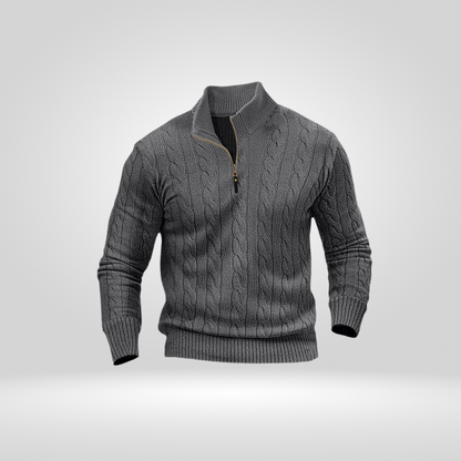 Men's Cable Knit Quarter-Zip Sweater