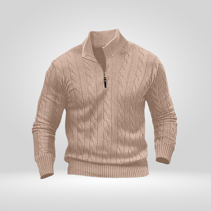 Men's Cable Knit Quarter-Zip Sweater