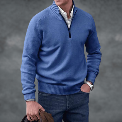 Cashmere Sweater Stand-up Collar Zipper