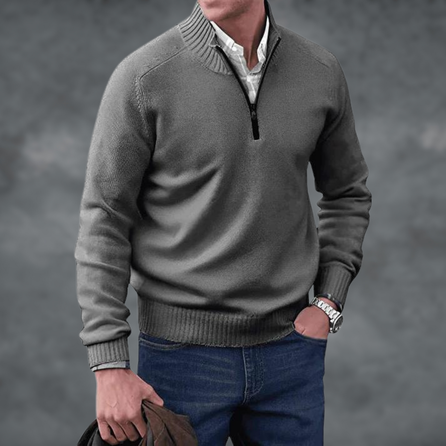 Cashmere Sweater Stand-up Collar Zipper