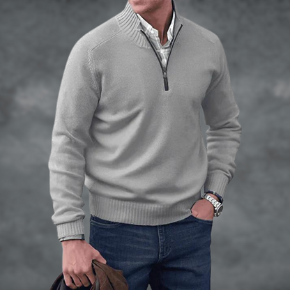 Cashmere Sweater Stand-up Collar Zipper