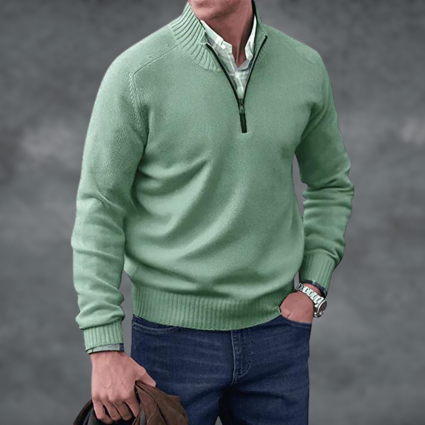 Cashmere Sweater Stand-up Collar Zipper