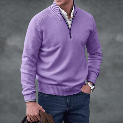 Cashmere Sweater Stand-up Collar Zipper