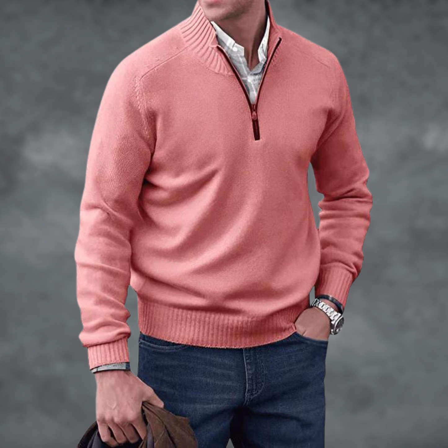 Cashmere Sweater Stand-up Collar Zipper
