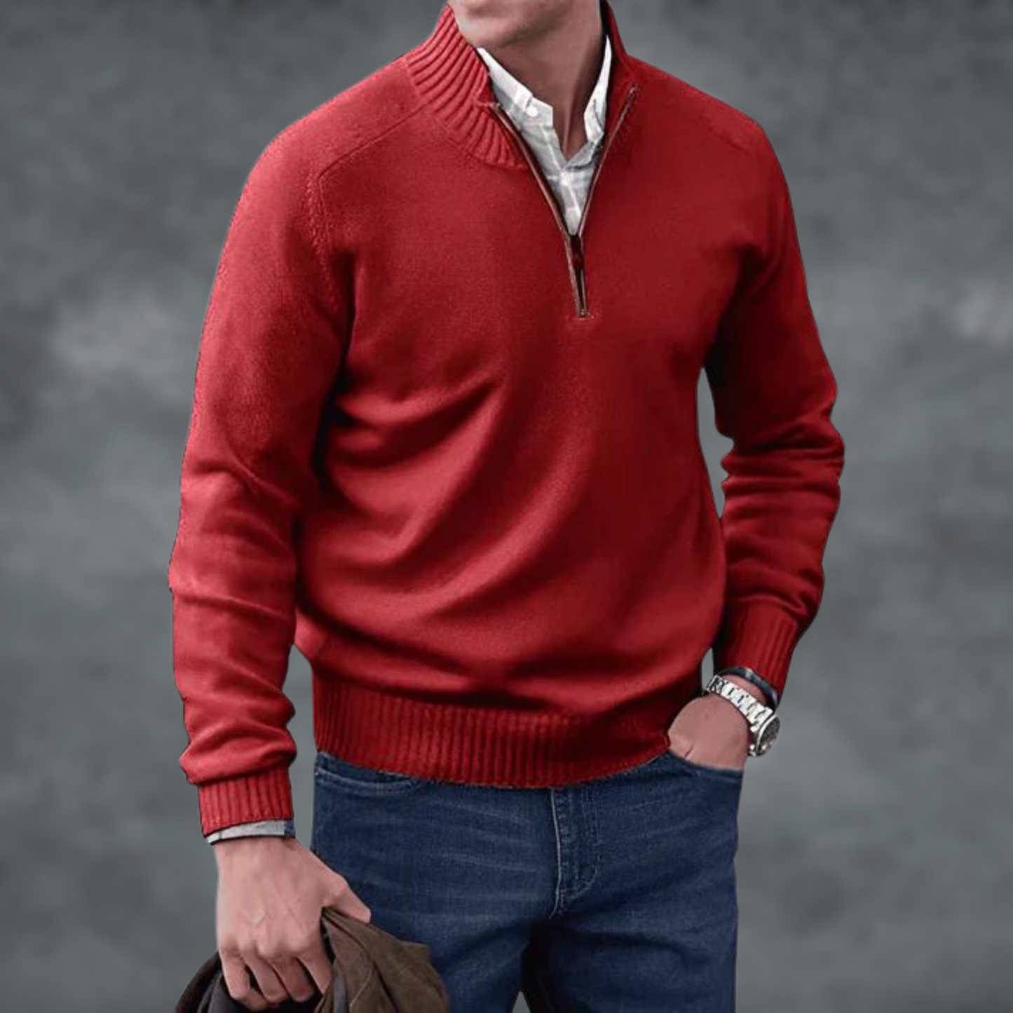 Cashmere Sweater Stand-up Collar Zipper