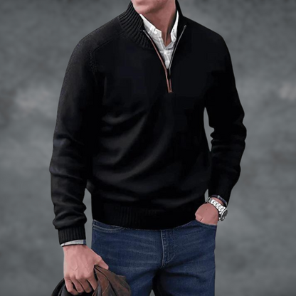 Cashmere Sweater Stand-up Collar Zipper