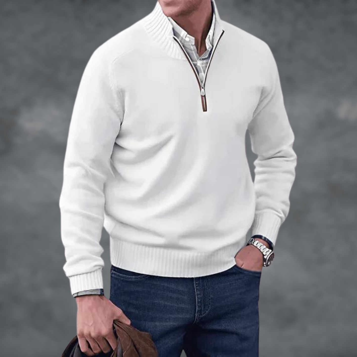 Cashmere Sweater Stand-up Collar Zipper