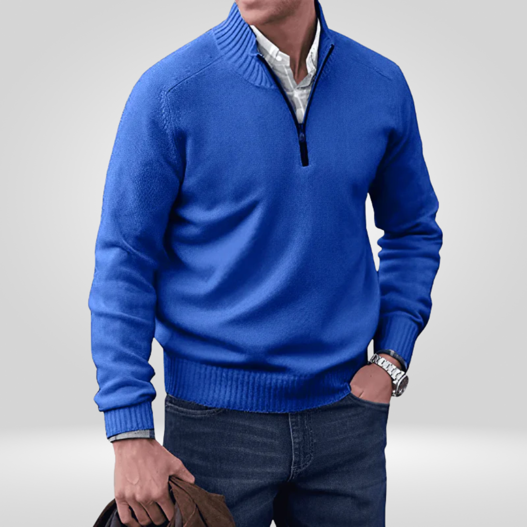 Men's Knitted Jumper With Zipper Front