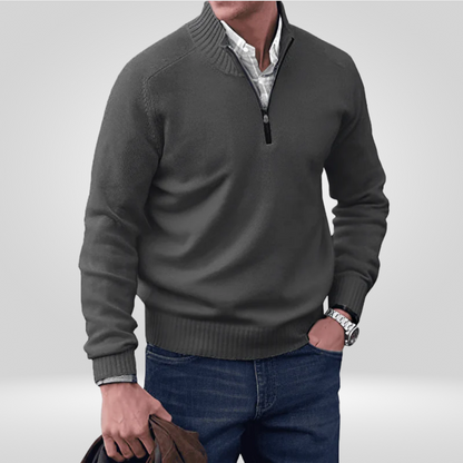 Men's Knitted Jumper With Zipper Front
