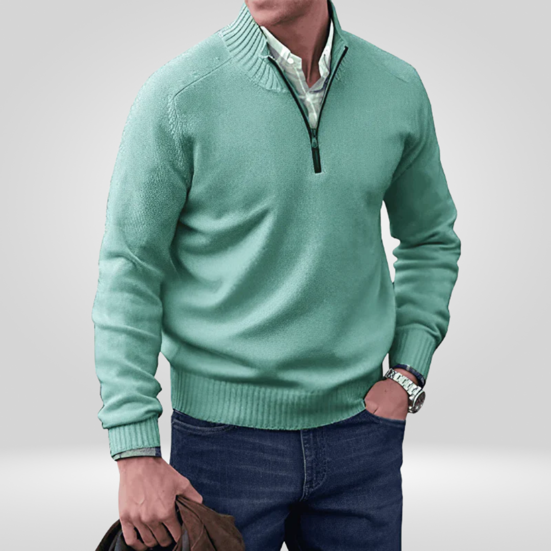 Men's Knitted Jumper With Zipper Front