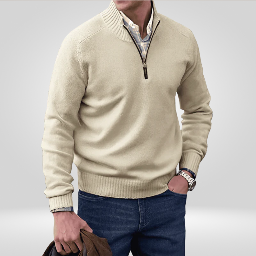 Men's Knitted Jumper With Zipper Front