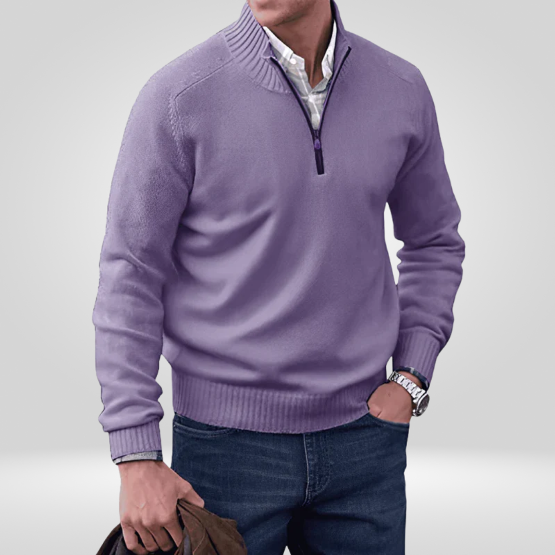 Men's Knitted Jumper With Zipper Front