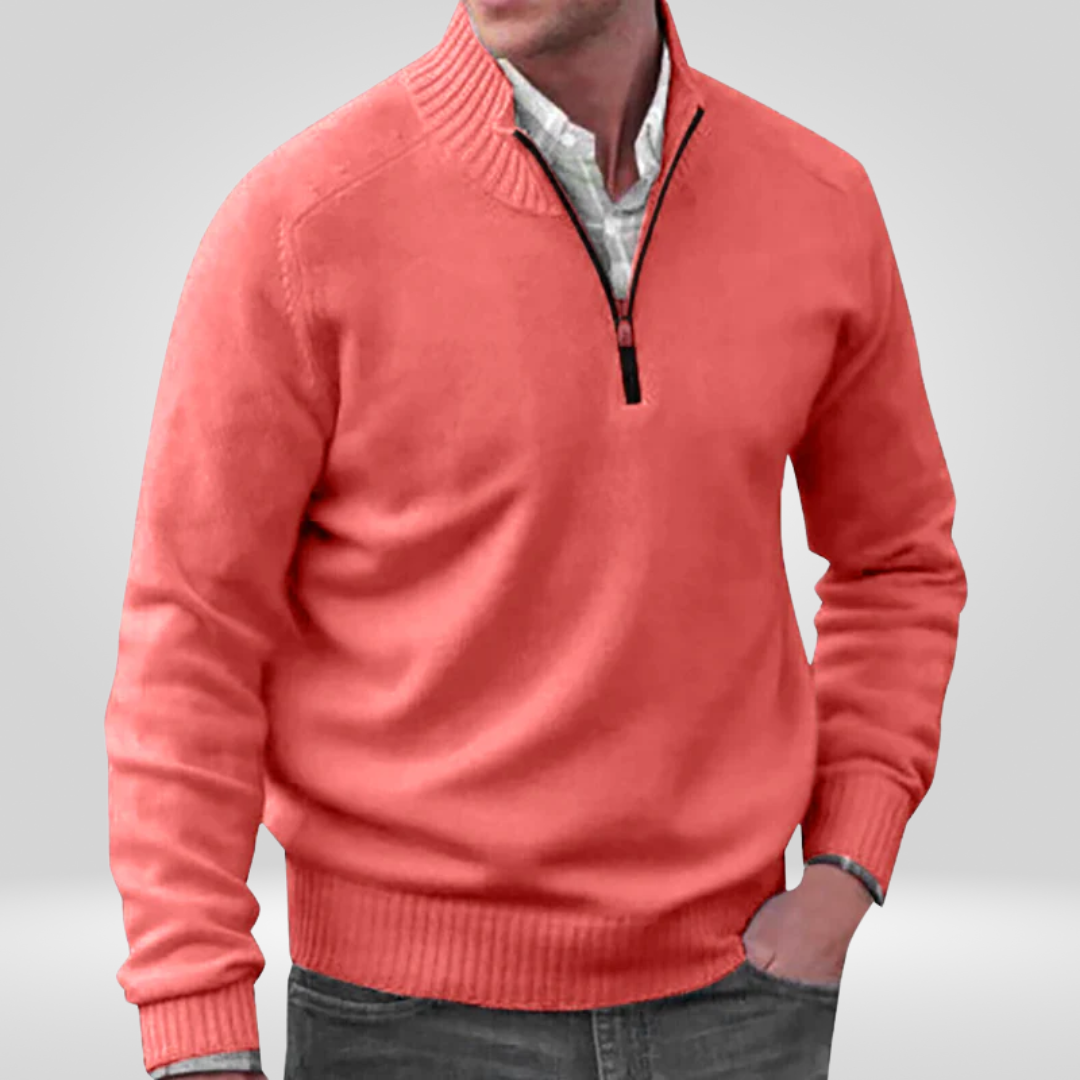Men's Knitted Jumper With Zipper Front
