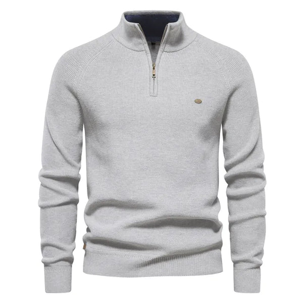 Men's Warm Cotton Quarter-Zip Sweater