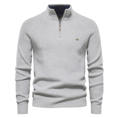 Men's Warm Cotton Quarter-Zip Sweater