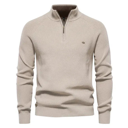 Men's Warm Cotton Quarter-Zip Sweater