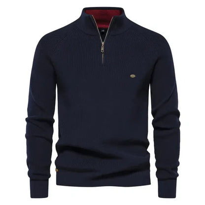 Men's Warm Cotton Quarter-Zip Sweater