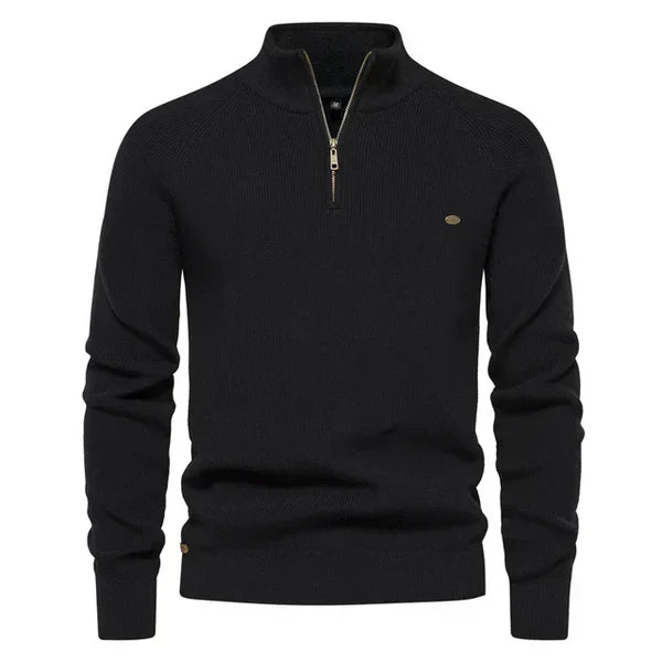 Men's Warm Cotton Quarter-Zip Sweater