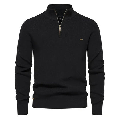 Men's Warm Cotton Quarter-Zip Sweater