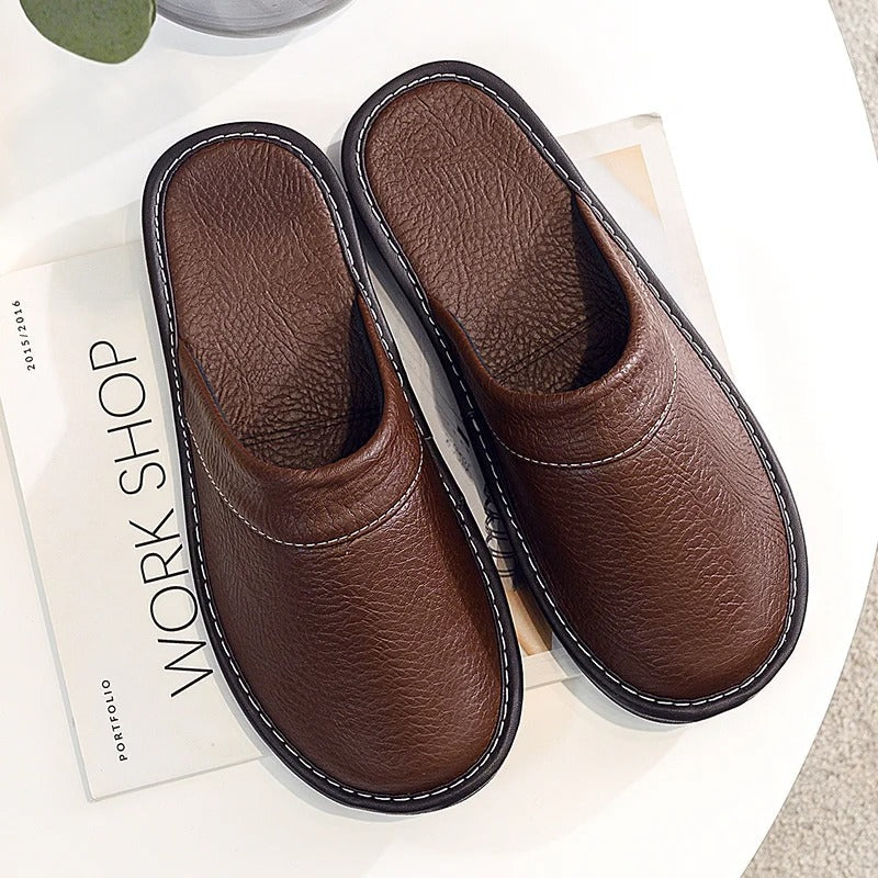Comfortable Unisex Slippers Faux Leather Look