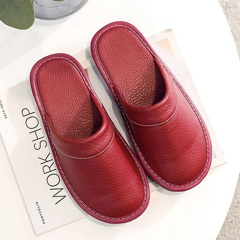 Comfortable Unisex Slippers Faux Leather Look