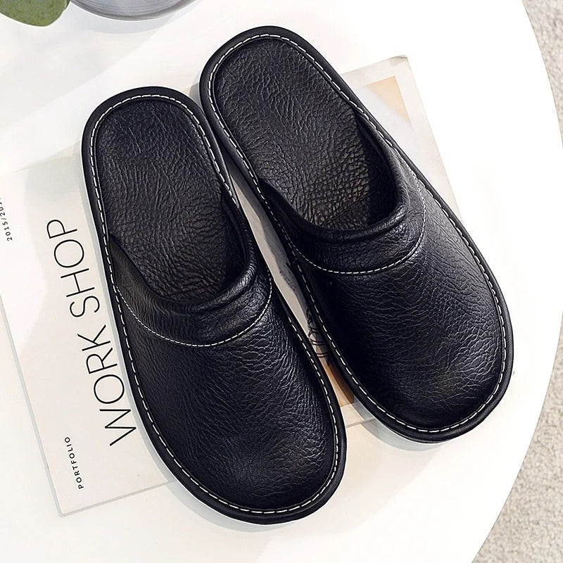Comfortable Unisex Slippers Faux Leather Look