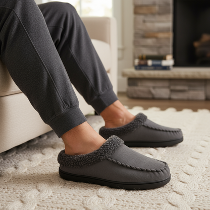 Warmfüßige Herren-Hausschuhe Fleece Winter - IdealeKleiden