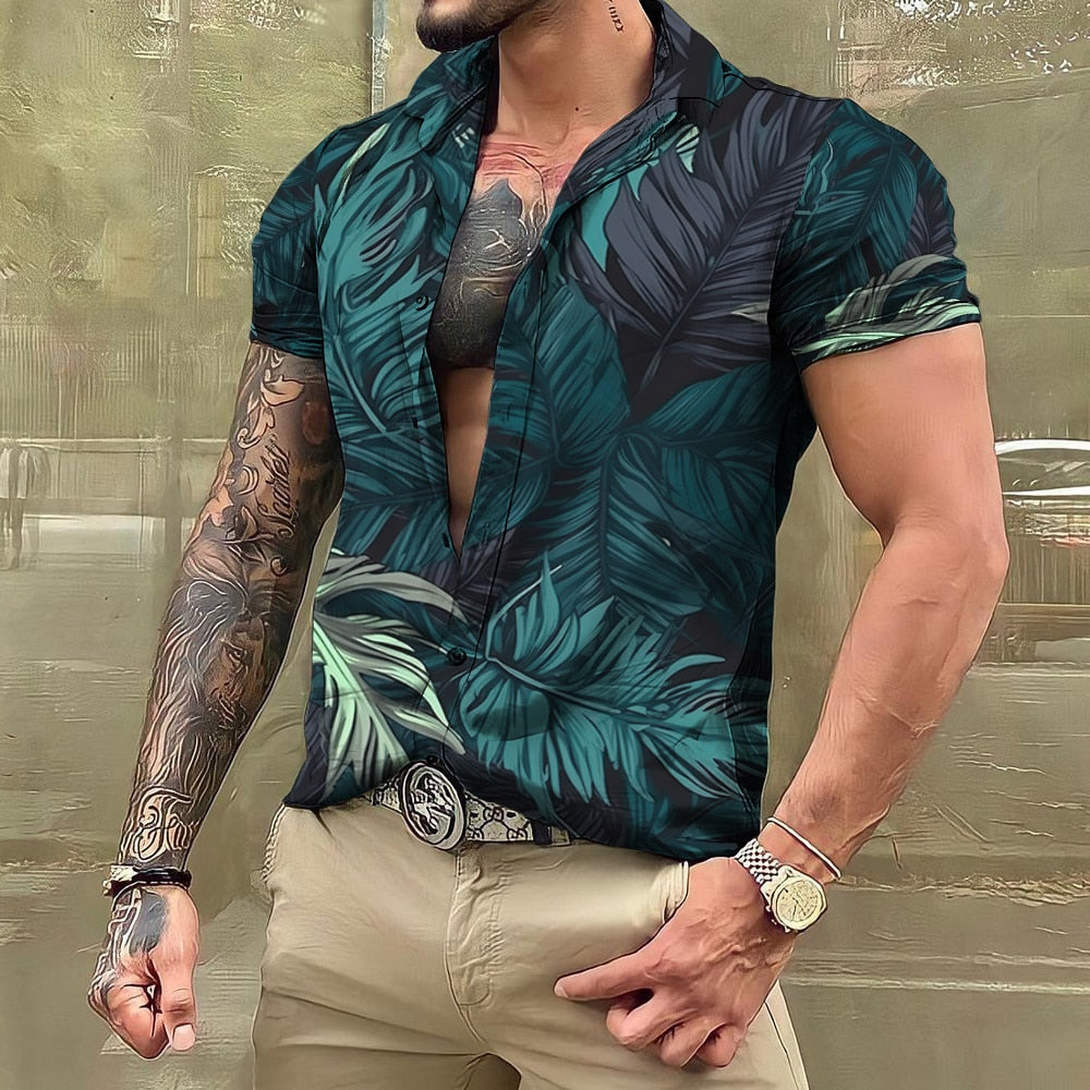 Hawaiihemd Kurzarm Bedruckt Herren - IdealeKleiden