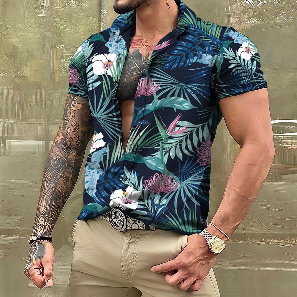 Men's Printed Short-Sleeved Hawaiian Shirt