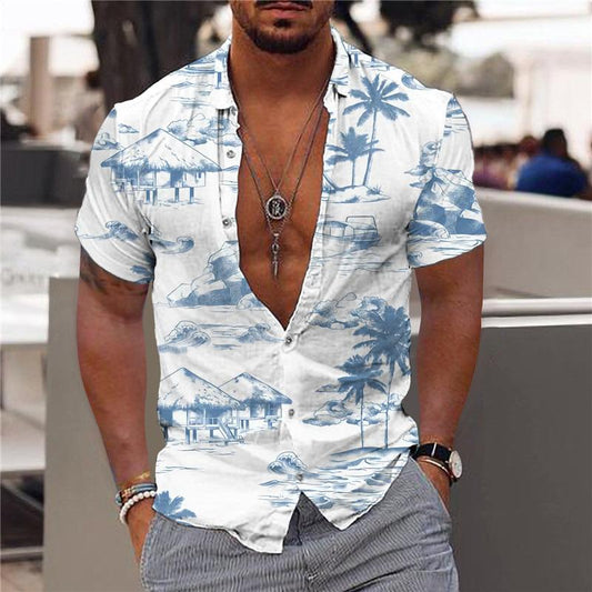 Hawaiihemd Kurzarm Sommer Hemd für Herren - IdealeKleiden