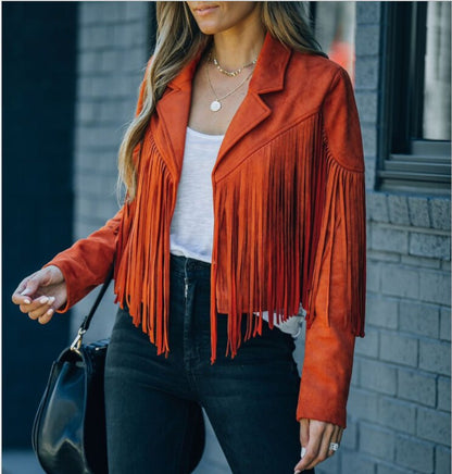 Fashionable Fringe Jacket Short Cut