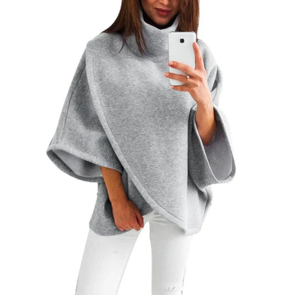 Women's Poncho Sweater Turtleneck Modern
