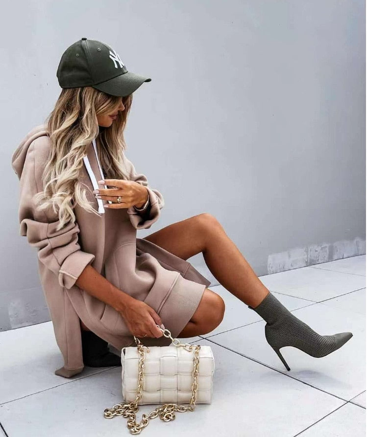 Warm winter jacket long-sleeved with hood