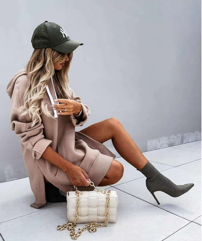Warm winter jacket long-sleeved with hood